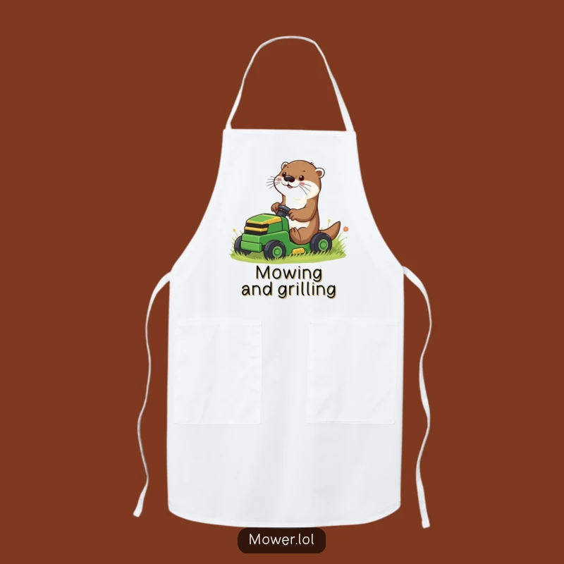 Funny Otter Mower Apron: Playful Driver & Kitchen Humor