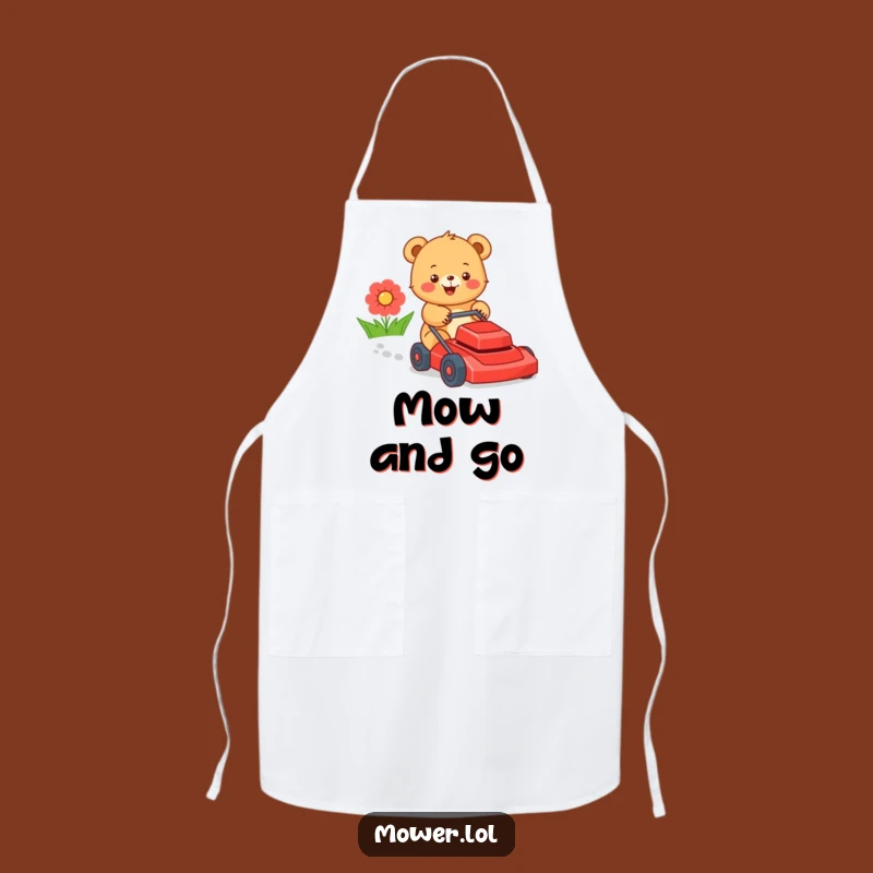Funny Bear Cub Lawn Mower Apron: Hilarious Kitchen Protector for Chefs Gift!