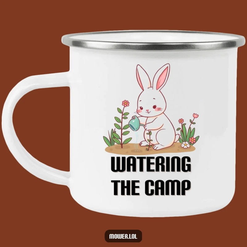 Funny Rabbit Watering Plant Camping Mug: Garden Adventures Hilarious Gift!