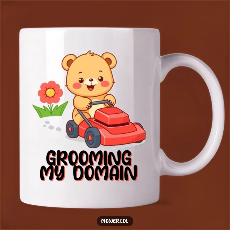 Funny Bear Cub Lawn Mower Mug: A Hilarious Gift for Gardeners and Bear Lovers!