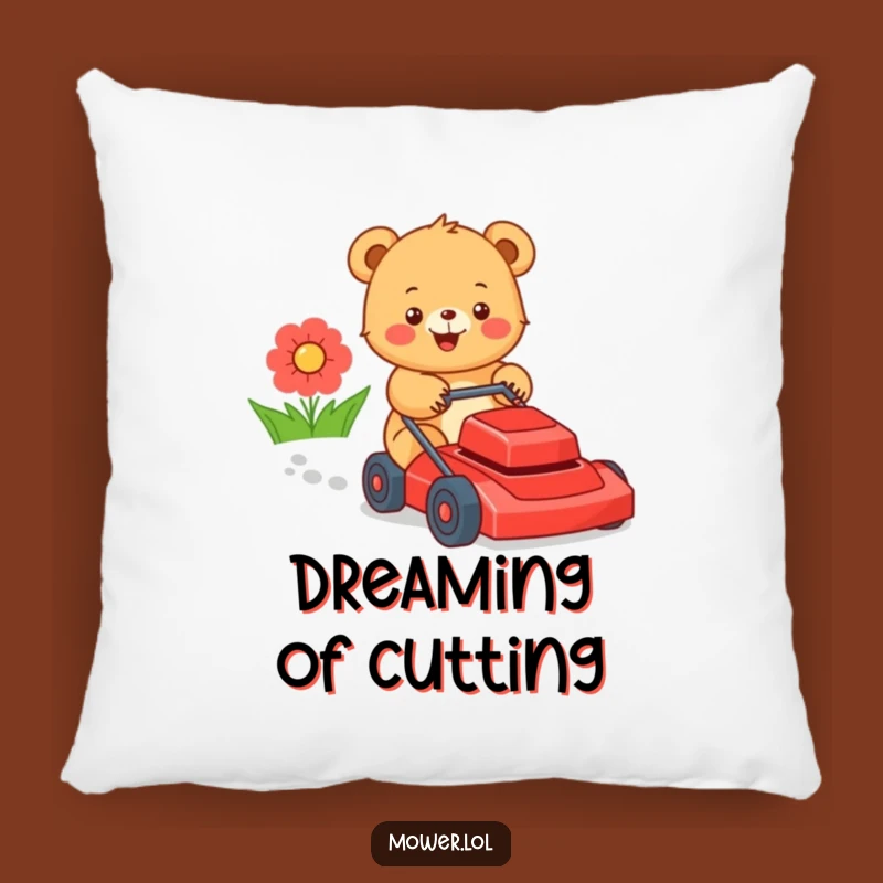 Funny Bear Cub Lawn Mower Pillow: Cozy Comfort with Hilarious Charm Gift!