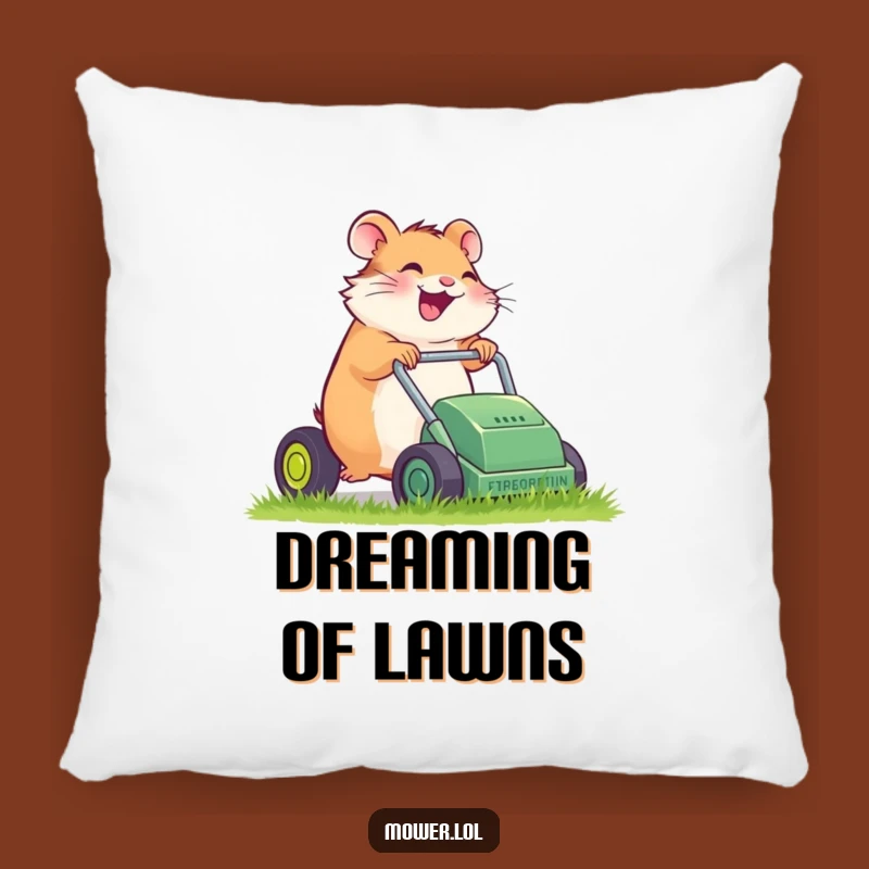 Funny Hamster Mower Pillow: Cozy Gardener & Hilarious Comfort