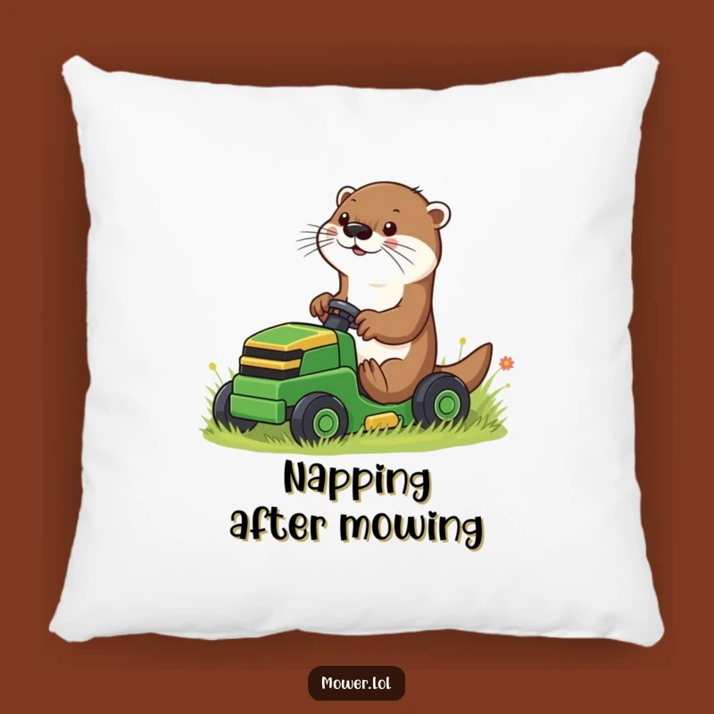 Funny Otter Mower Pillow: Cozy Driver & Hilarious Comfort