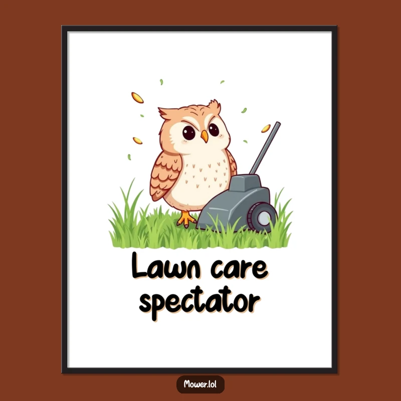 Funny Owl Mower Digital Art: Content Observer & Hilarious Decor