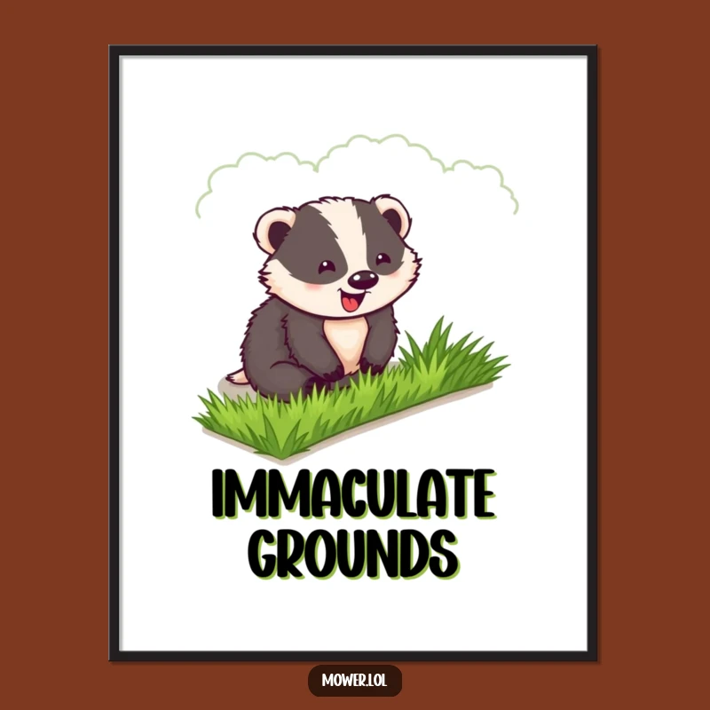Funny Badger Lawn Art Print: Hilarious Wall Decor, Perfect DIY Funny Gift