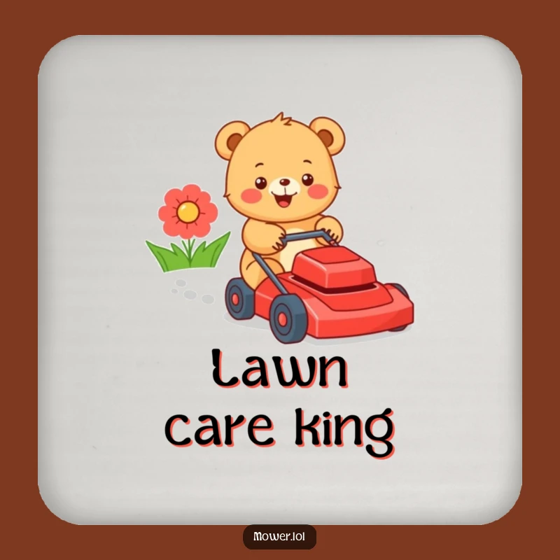Funny Bear Cub Lawn Mower Coaster: Hilarious Protection for Your Surfaces Gift!