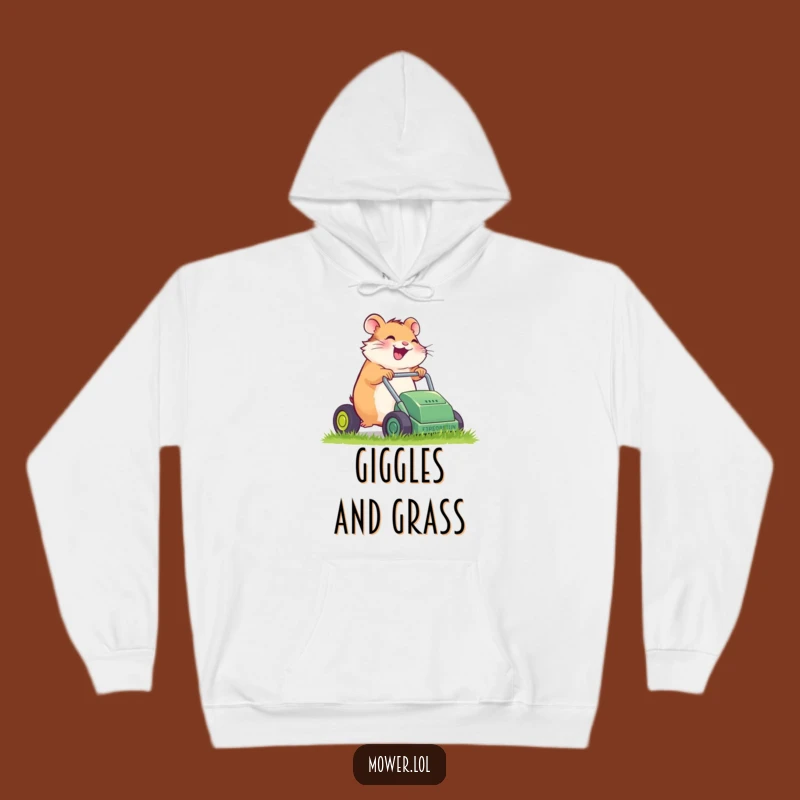 Funny Cozy Hamster Mower Hoodie: Warm Gardener & Hilarious Gift