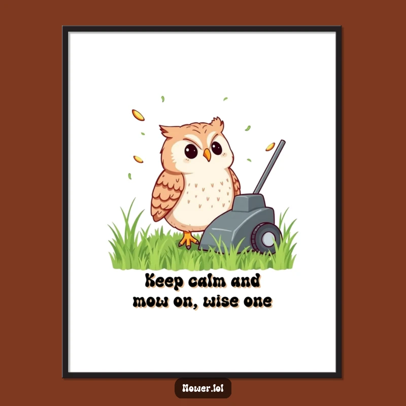 Free Printable Mower Owl Wall Art: Relaxed & Funny Downloadable Decor