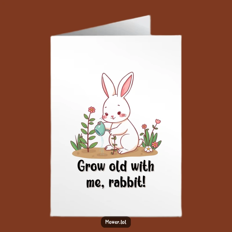 Free Printable Birthday Card: Funny Rabbit Gardening Downloadable Gift