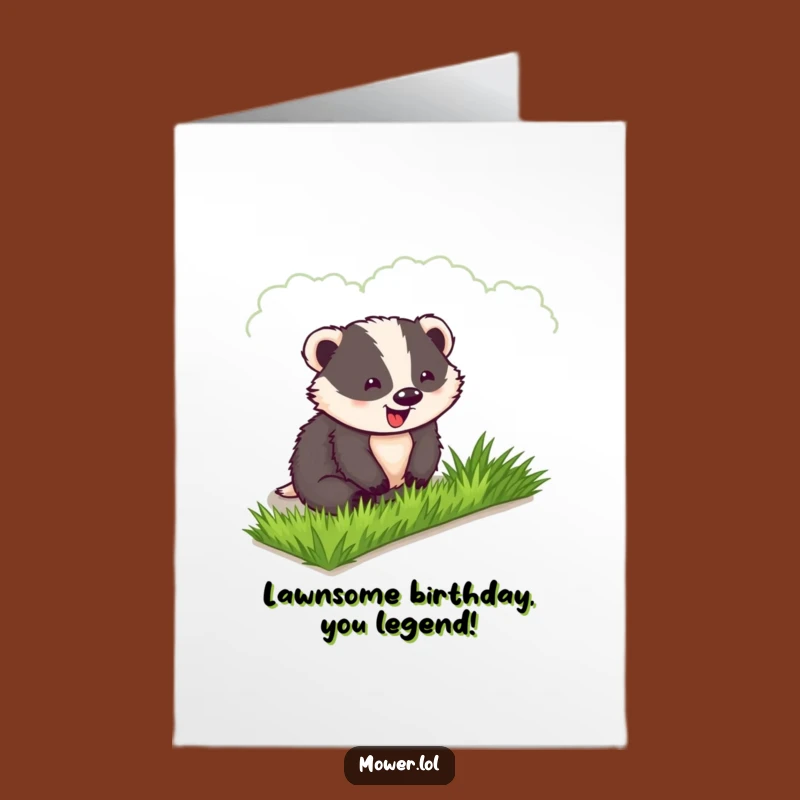 Free Printable Birthday Card: Funny Badger Lawn Care - Hilarious Animal Downloadable Gift