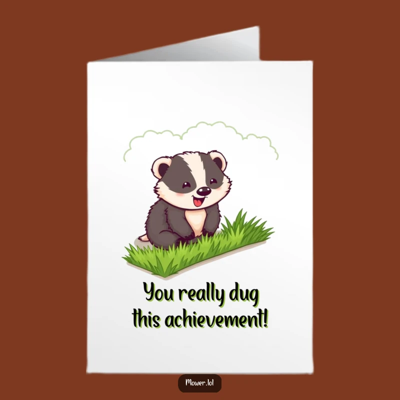 Free Printable Congrats Card: Funny Badger Lawn Perfection - Humorous Animal Downloadable Greeting