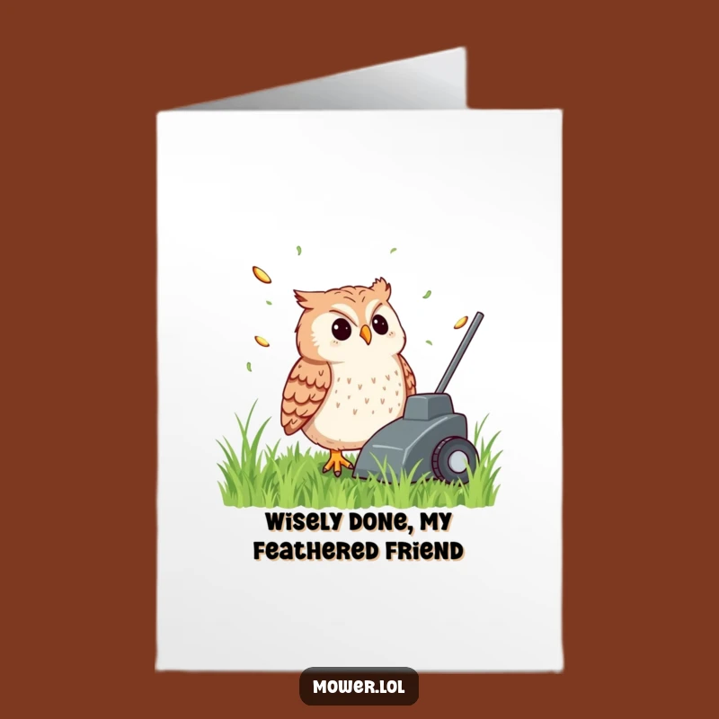 Free Printable Mower Owl Congrats Card: Relaxed & Funny Downloadable Gift