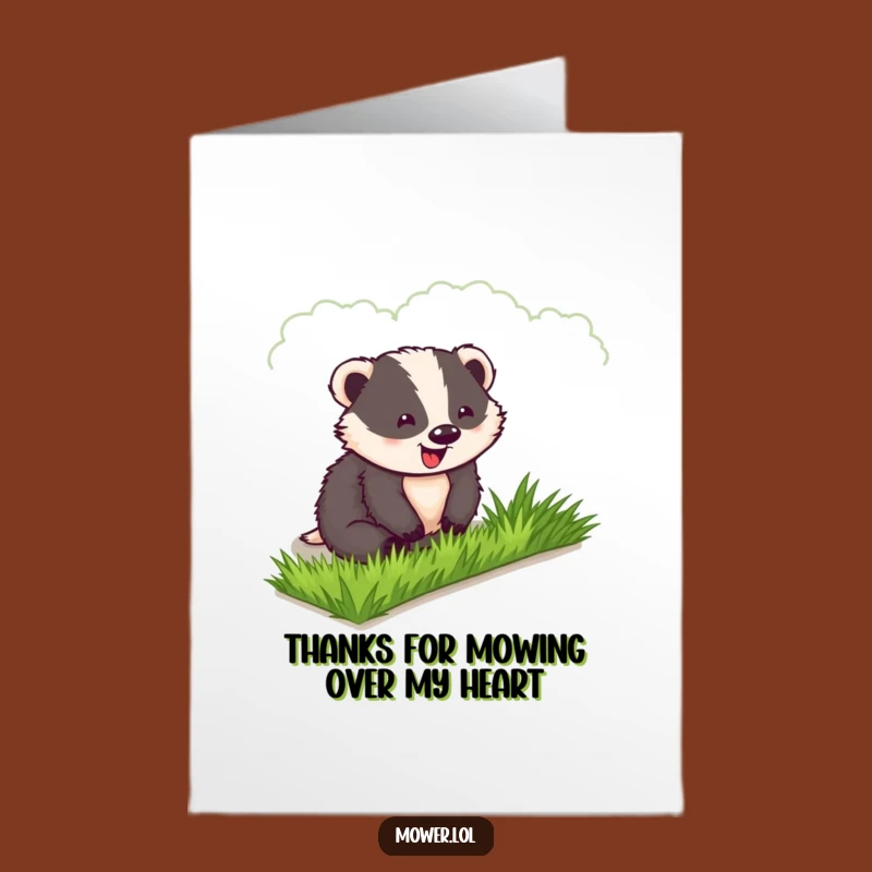 Free Printable Thank You Card: Funny Badger Lawn Obsession - Appreciative Animal Downloadable Note