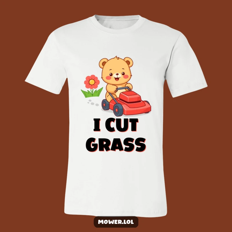 Funny Bear Cub Lawn Mower T-Shirt: Hilarious Outdoor Adventure Tee for Gifting!