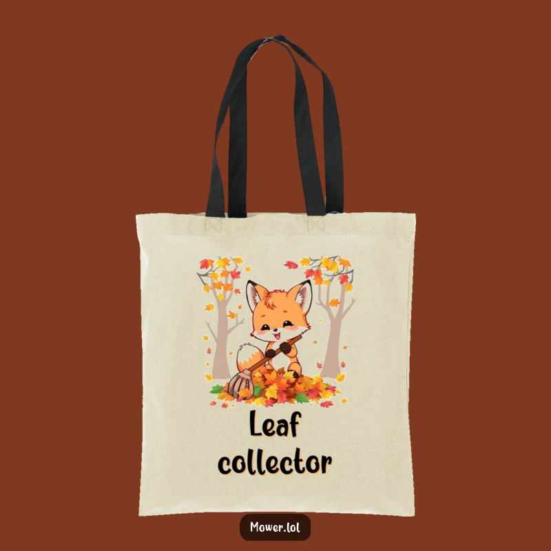 Funny Fox Cub Raking Leaves Tote Bag: Stylish and Hilarious Autumn Carry-All Gift!